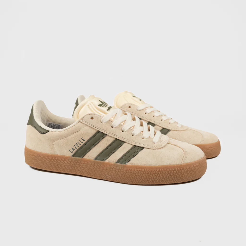 Adidas Skateboarding - Gazelle ADV Shoes - Ecru Tint / Focus Olive / Gum - Image 2