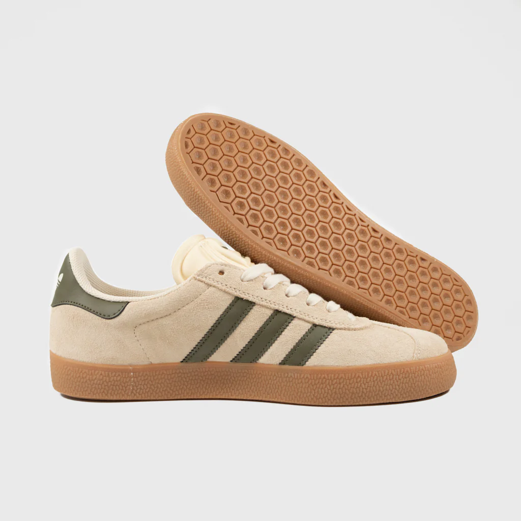 Adidas Skateboarding - Gazelle ADV Shoes - Ecru Tint / Focus Olive / Gum - Image 3