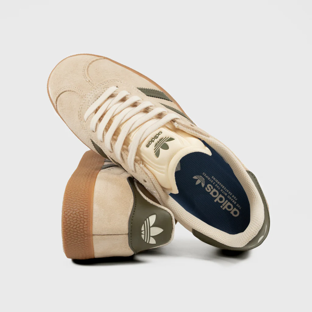 Adidas Skateboarding - Gazelle ADV Shoes - Ecru Tint / Focus Olive / Gum - Image 4