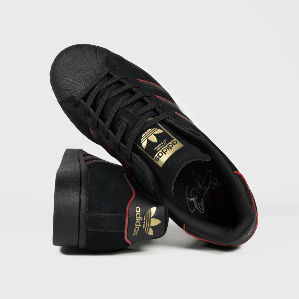 Adidas Skateboarding - Superstar ADV Felipe Gustavo Shoes - Core Black / Better Scarlet / Metallic Gold - Image 4