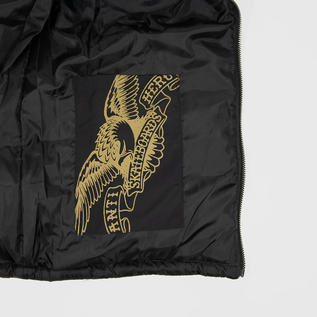 Anti Hero Skateboards - Basic Eagle Quilted Puffer Jacket - Olive - Image 4