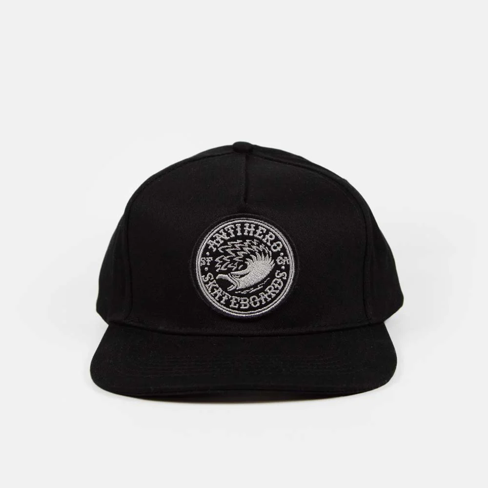 Anti Hero Skateboards - Eagle Round Snapback Cap - Black / Charcoal - Image 2