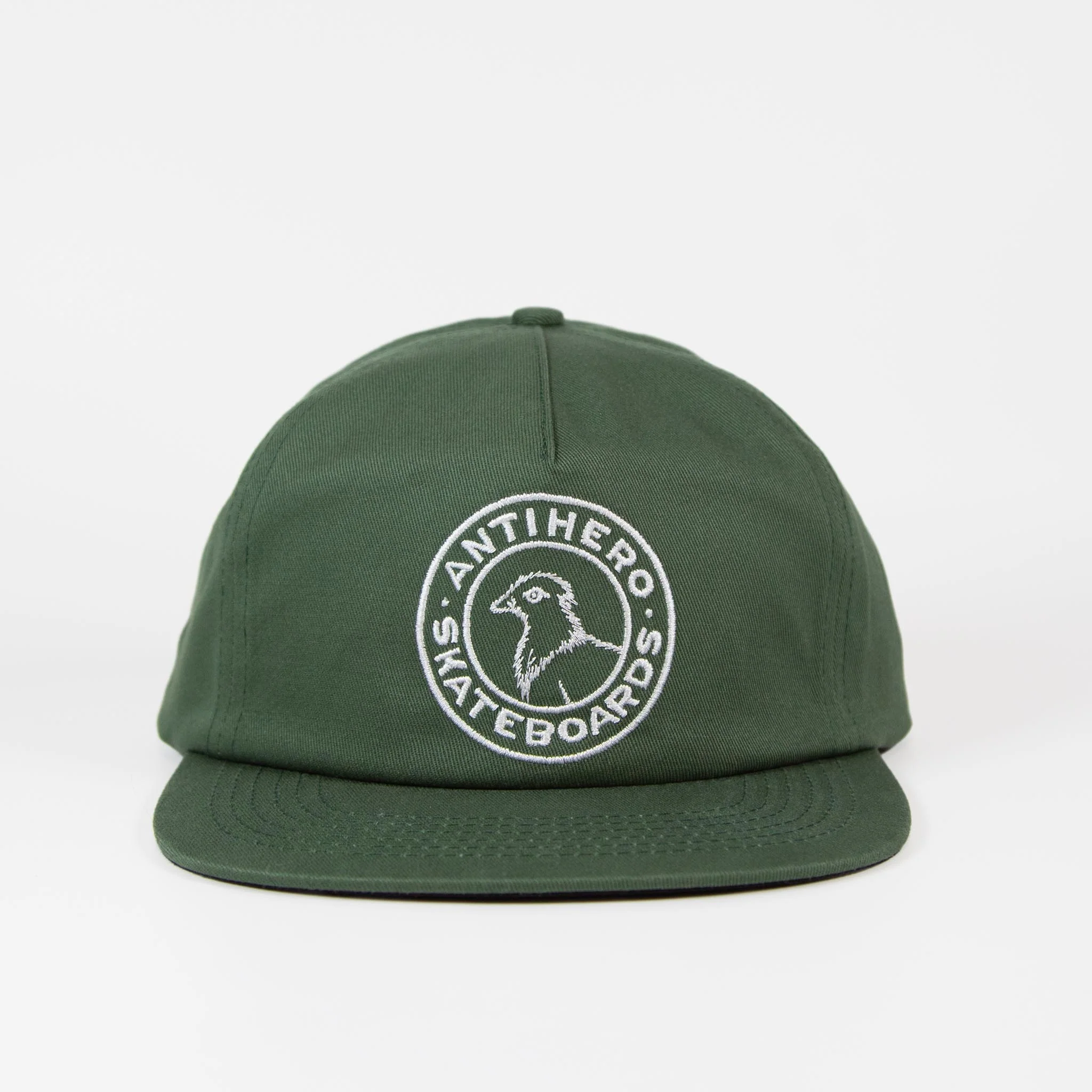 Anti Hero Skateboards - Basic Pigeon Round Snapback Cap - Forest Green / White - Image 2