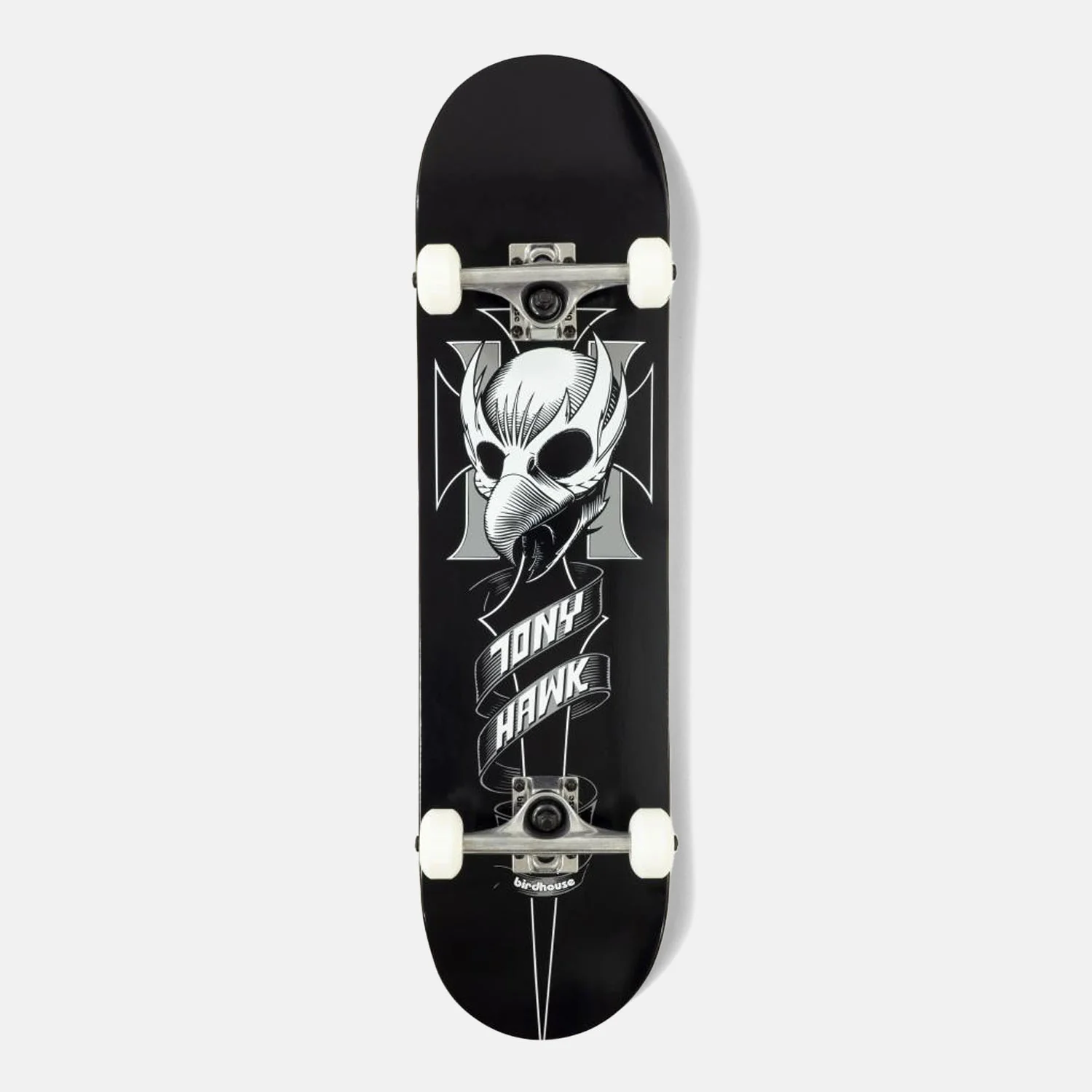Birdhouse Skateboards - 8.0" Tony Hawk Crest Complete Skateboard - Black