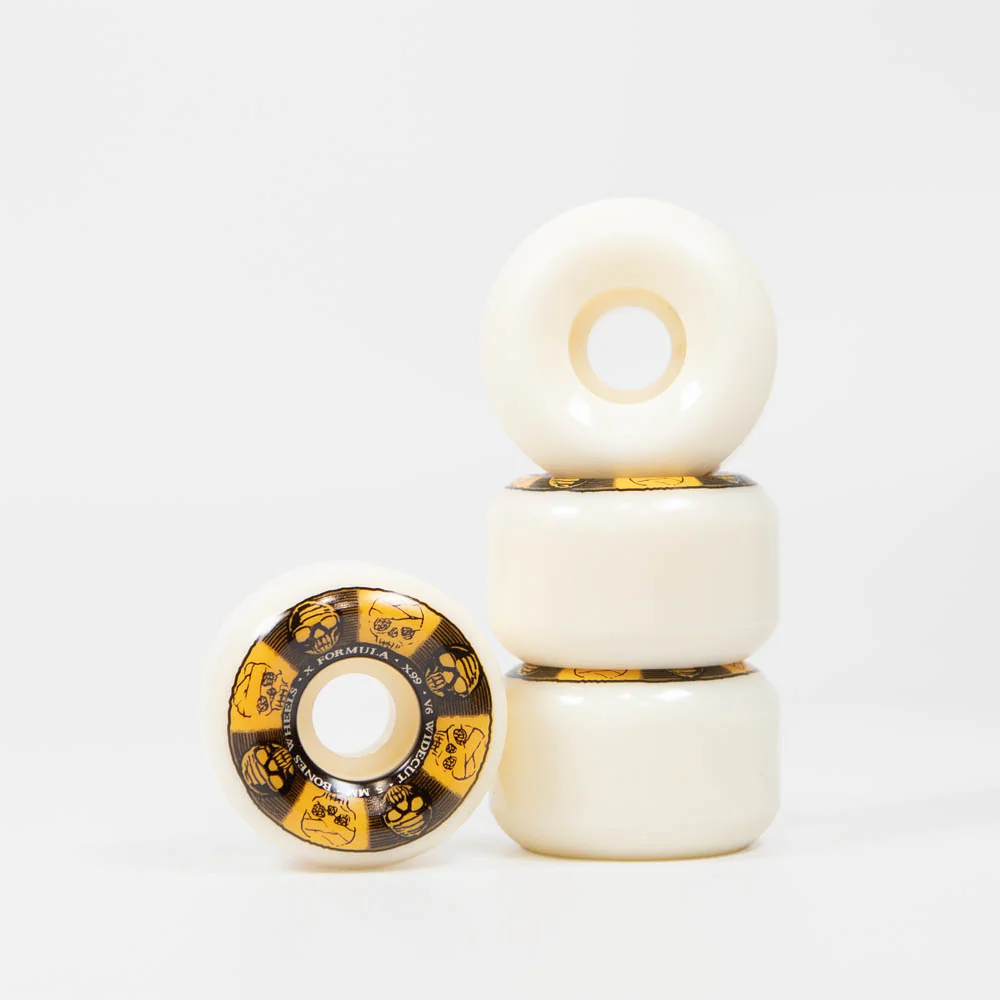 Bones - 56mm (99a) X Formula V6 Wide Cut Black & Gold Skateboard Wheels