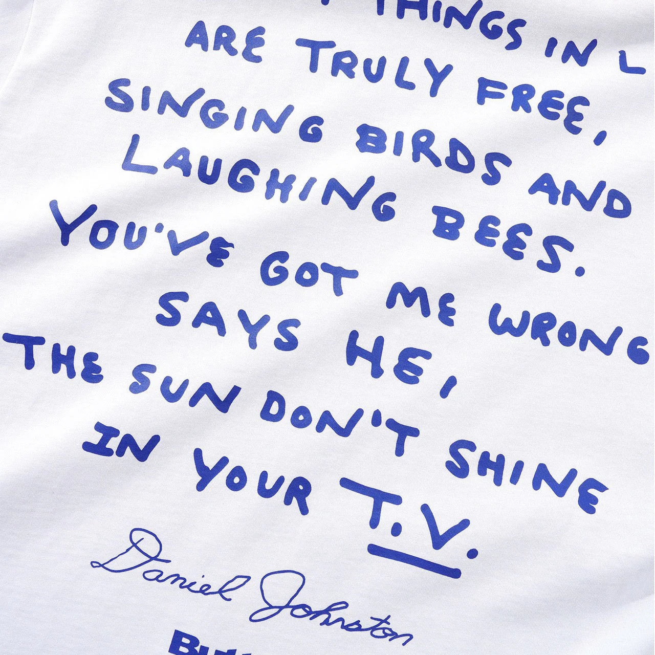Butter Goods - Daniel Johnston Don't Be Scared T-Shirt - White / Blue - Image 4