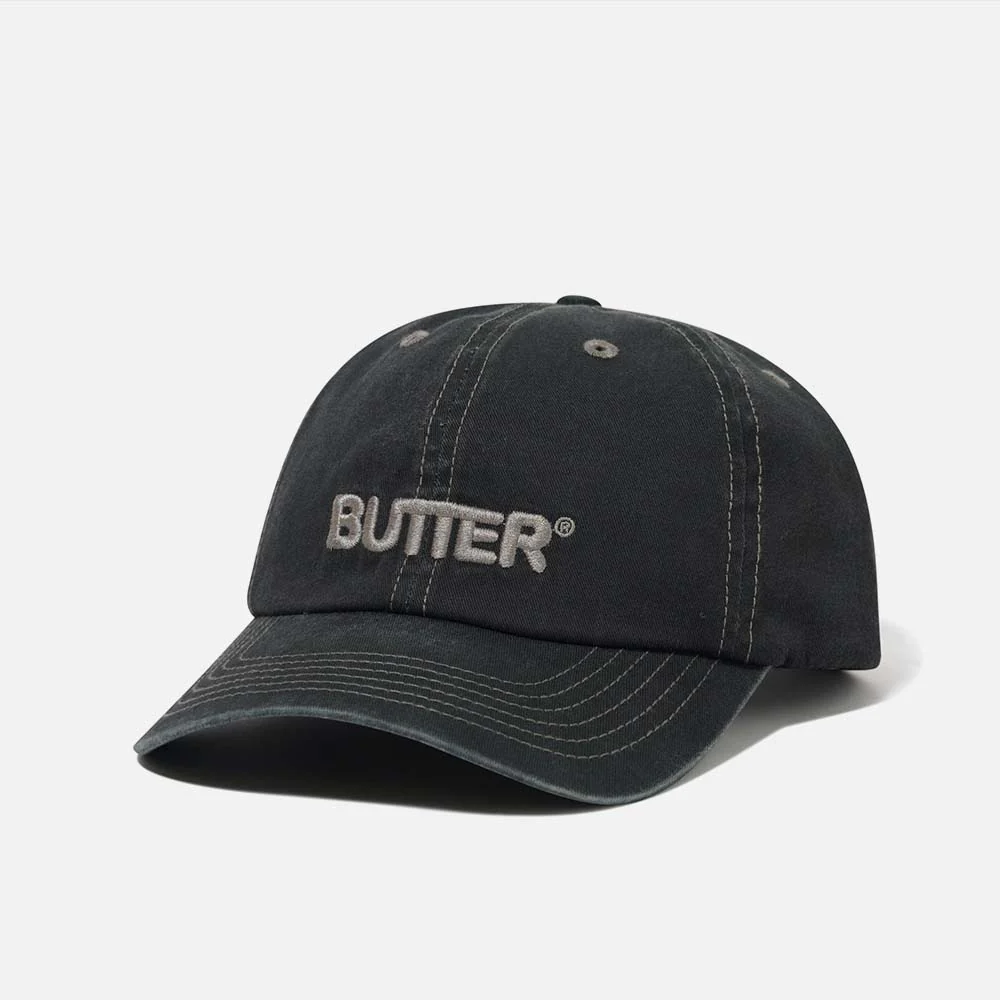 Butter Goods - Rounded Logo 6 Panel Cap - Washed Black
