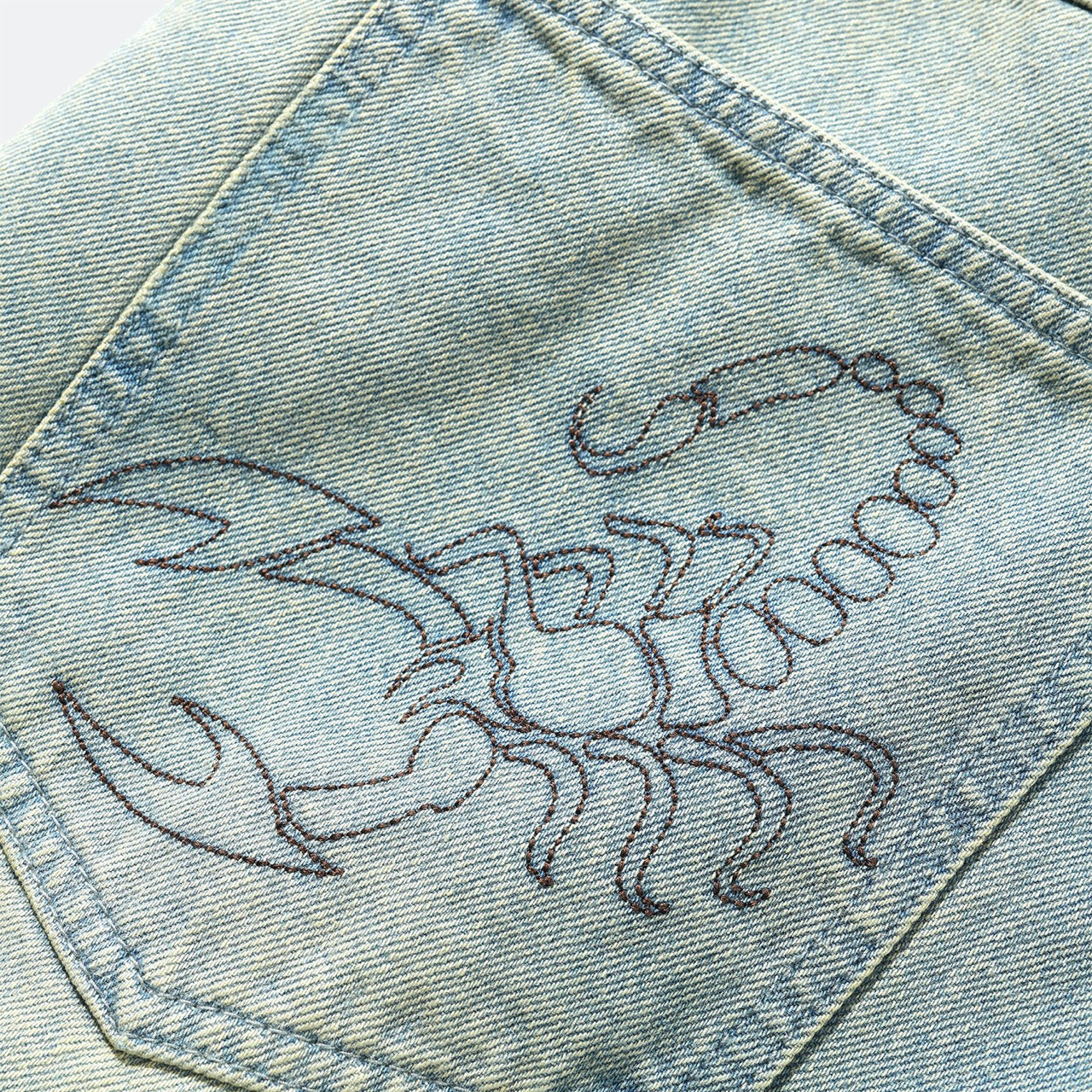 Butter Goods - Scorpion Stitch Denim Jeans - Tinted Light Blue - Image 2