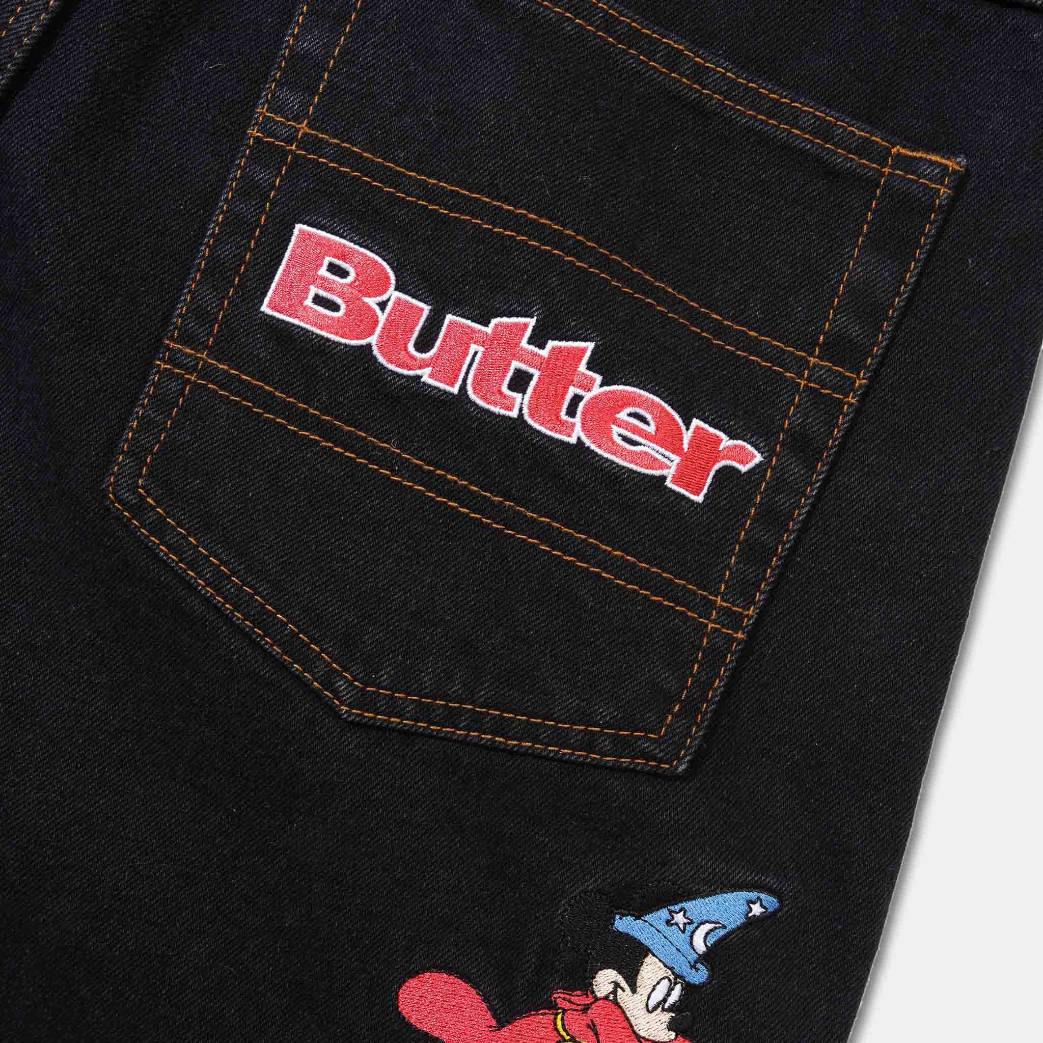 Butter Goods - Disney Sorcerer Baggy Denim Shorts - Washed Black - Image 4