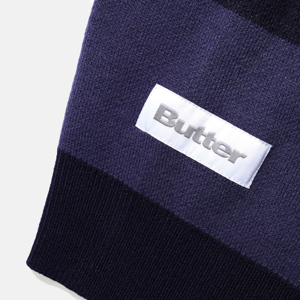 Butter Goods - The Smurfs Flute Knitted Stripe Jumper - Navy / Black - Image 3