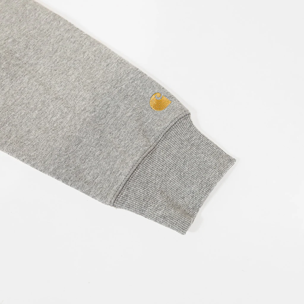 Carhartt WIP - Chase Pullover Hooded Sweatshirt - Grey Heather / Gold - Image 3