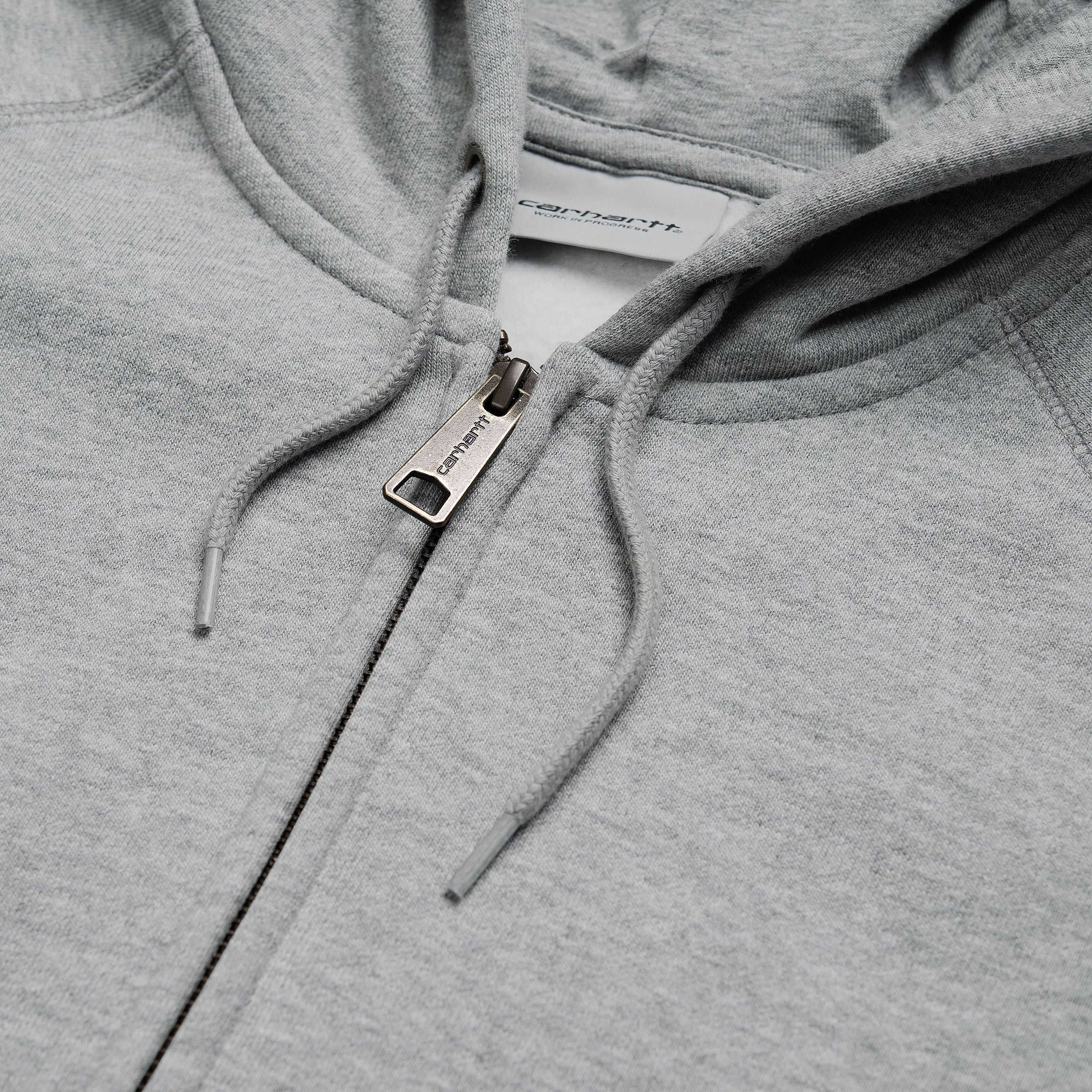 Carhartt WIP - Chase Zip Up Hooded Sweatshirt- Grey Heather / Gold - Image 2