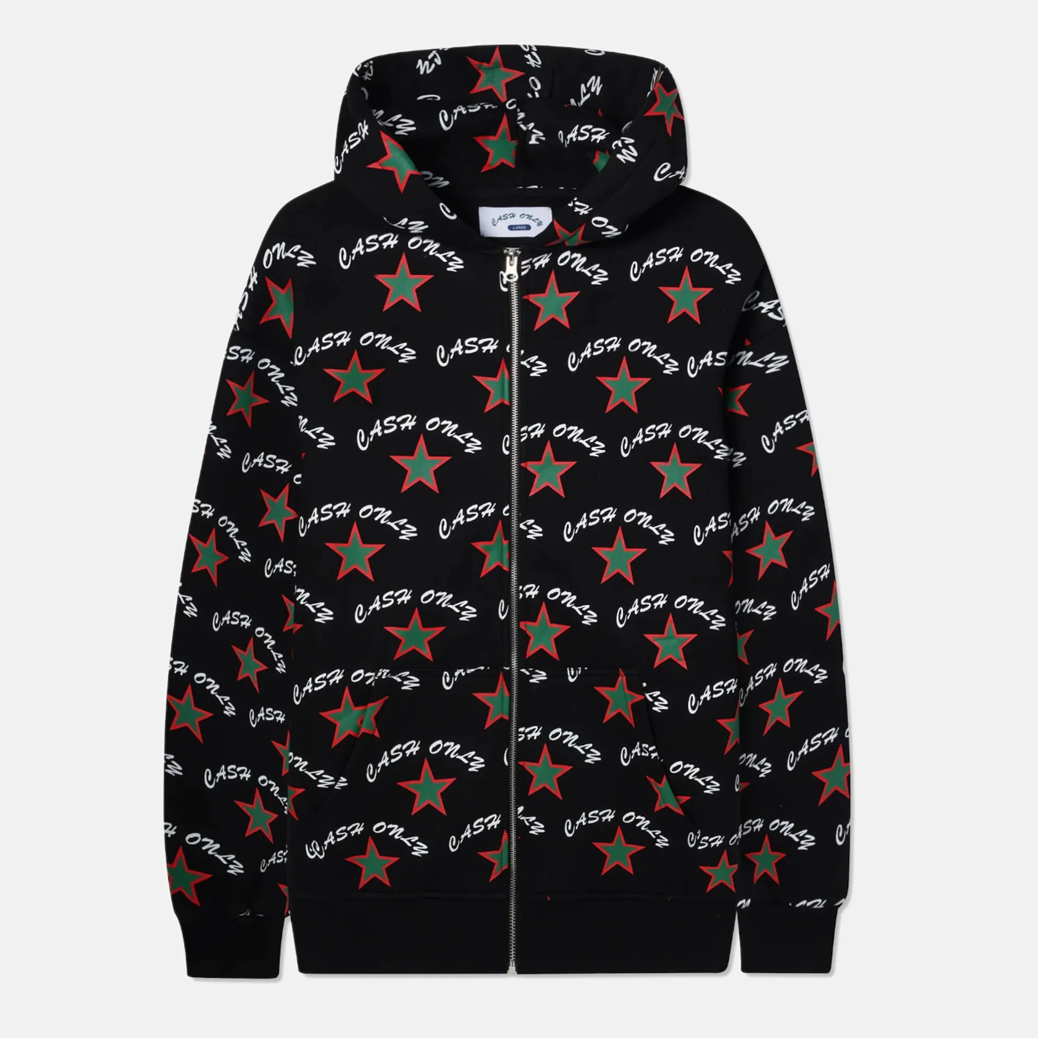 Cash Only - All Over Print Zip-Thru Hooded Sweatshirt - Black