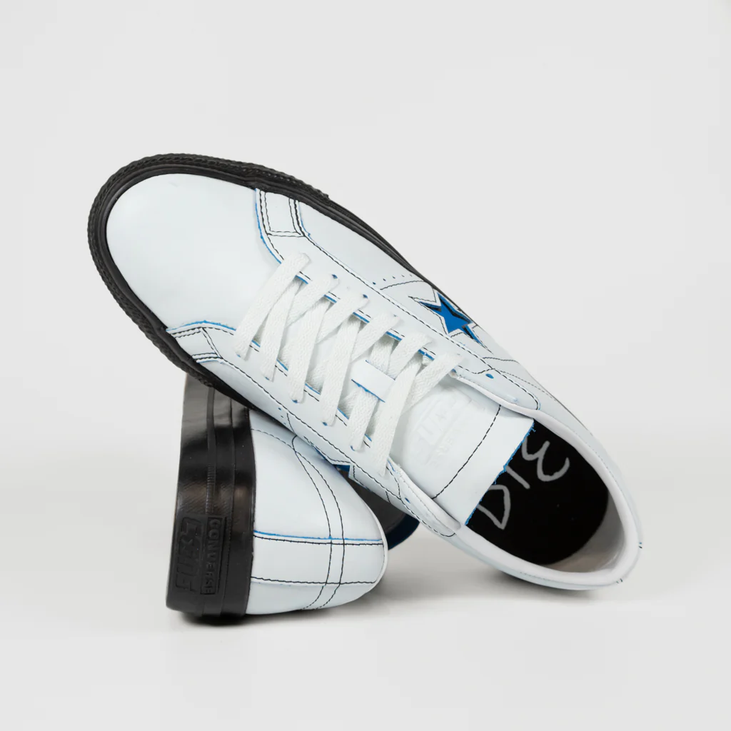 Converse Cons - One Star Pro Ox Eddie Cernicky Shoes - White / Black / Kinetic Blue - Image 4