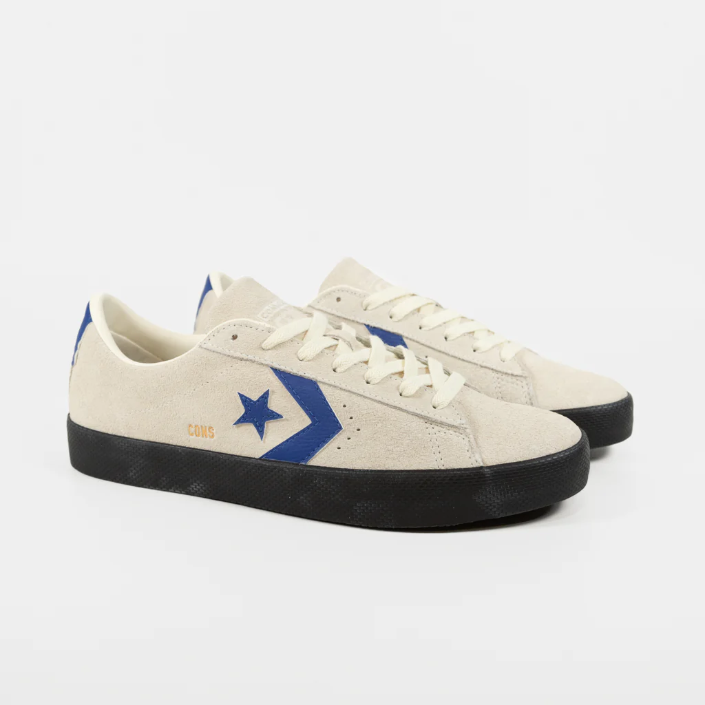 Coverse Cons - Pro Leather Vulc Pro Shoes - Egret / Blue / Black - Image 2