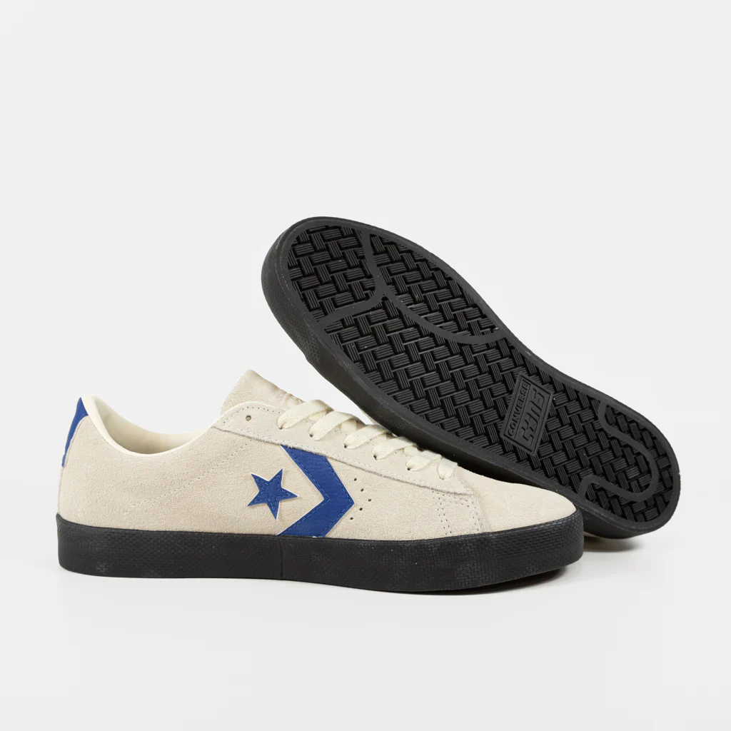 Coverse Cons - Pro Leather Vulc Pro Shoes - Egret / Blue / Black - Image 3