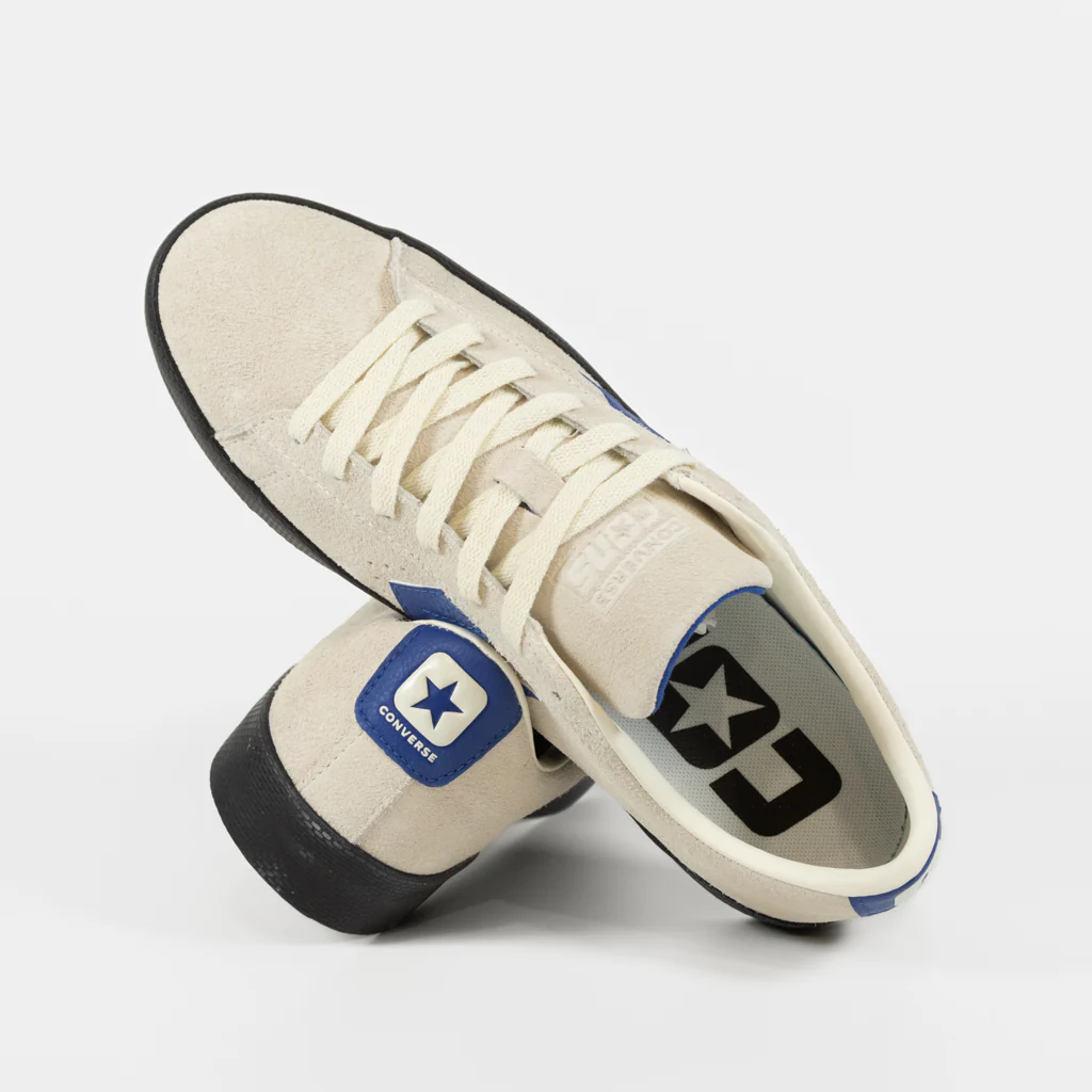 Coverse Cons - Pro Leather Vulc Pro Shoes - Egret / Blue / Black - Image 4