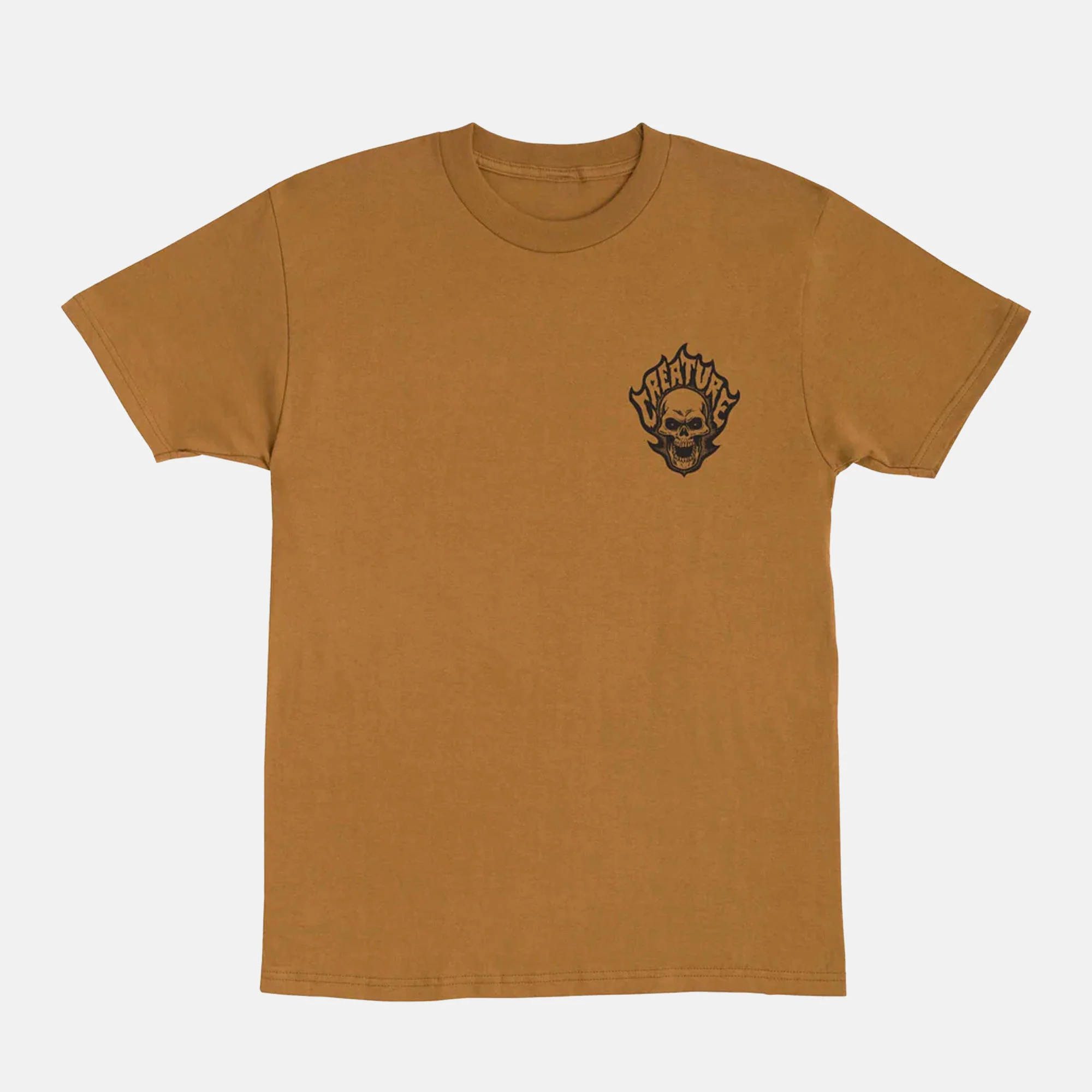 Creature Skateboards - Bonehead Flame T-Shirt - Brown Sugar - Image 2