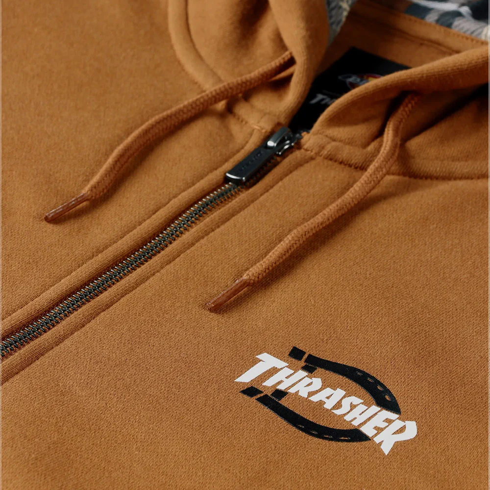 Dickies - Thrasher X Dickies Zip Hooded Sweatshirt - Brown Duck - Image 3
