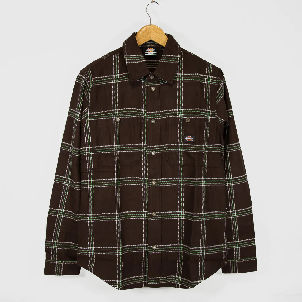 Dickies - Warrenton Flannel Longsleeve Shirt - Dark Brown