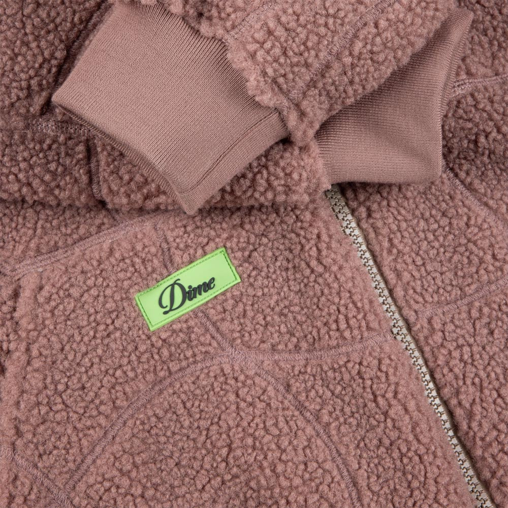 Dime MTL - Coverstich Sherpa Zip Fleece - Mauve - Image 2