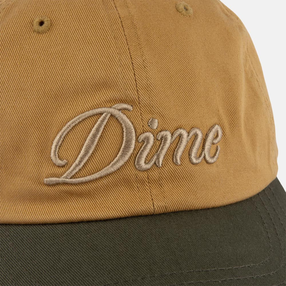Dime MTL - Cursive Low Pro Cap - Wheat / Green - Image 2