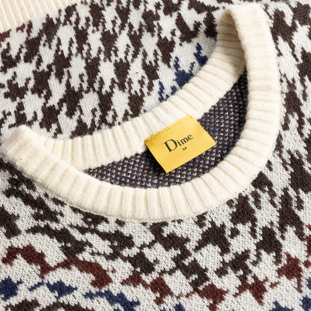 Dime MTL - Houndstooth Knitted Jumper - Cream / Multi - Image 2