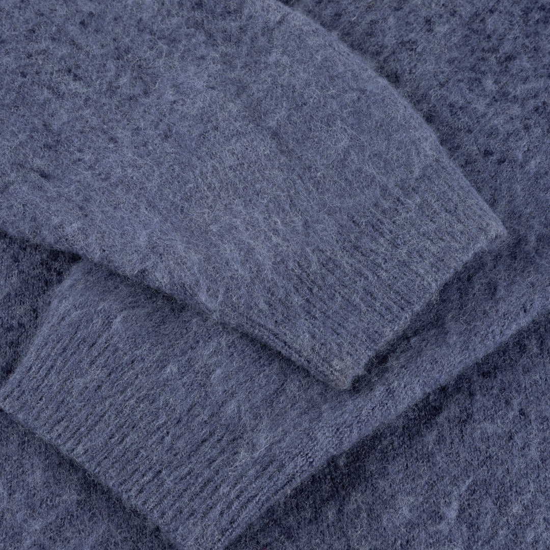 Dime MTL - Mohair Double Zip Knitted Cardigan - Midnight Blue - Image 3