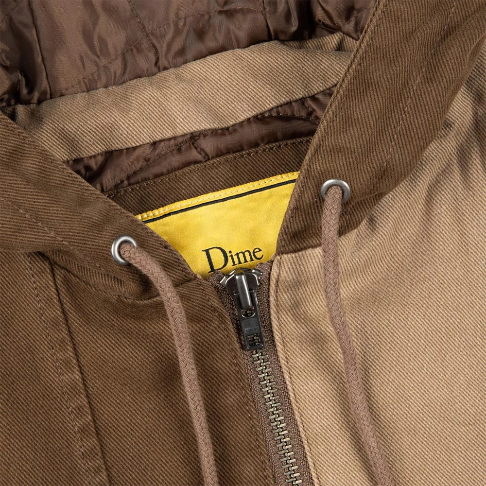Dime MTL - Panel Denim Hooded Bomber Jacket - Coffee - Image 2