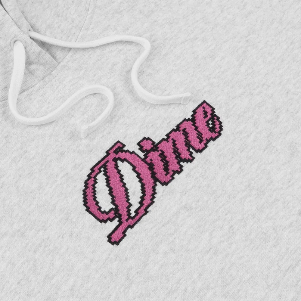 Dime MTL - Pixel Cursive Pullover Hooded Sweatshirt - Ash - Image 2