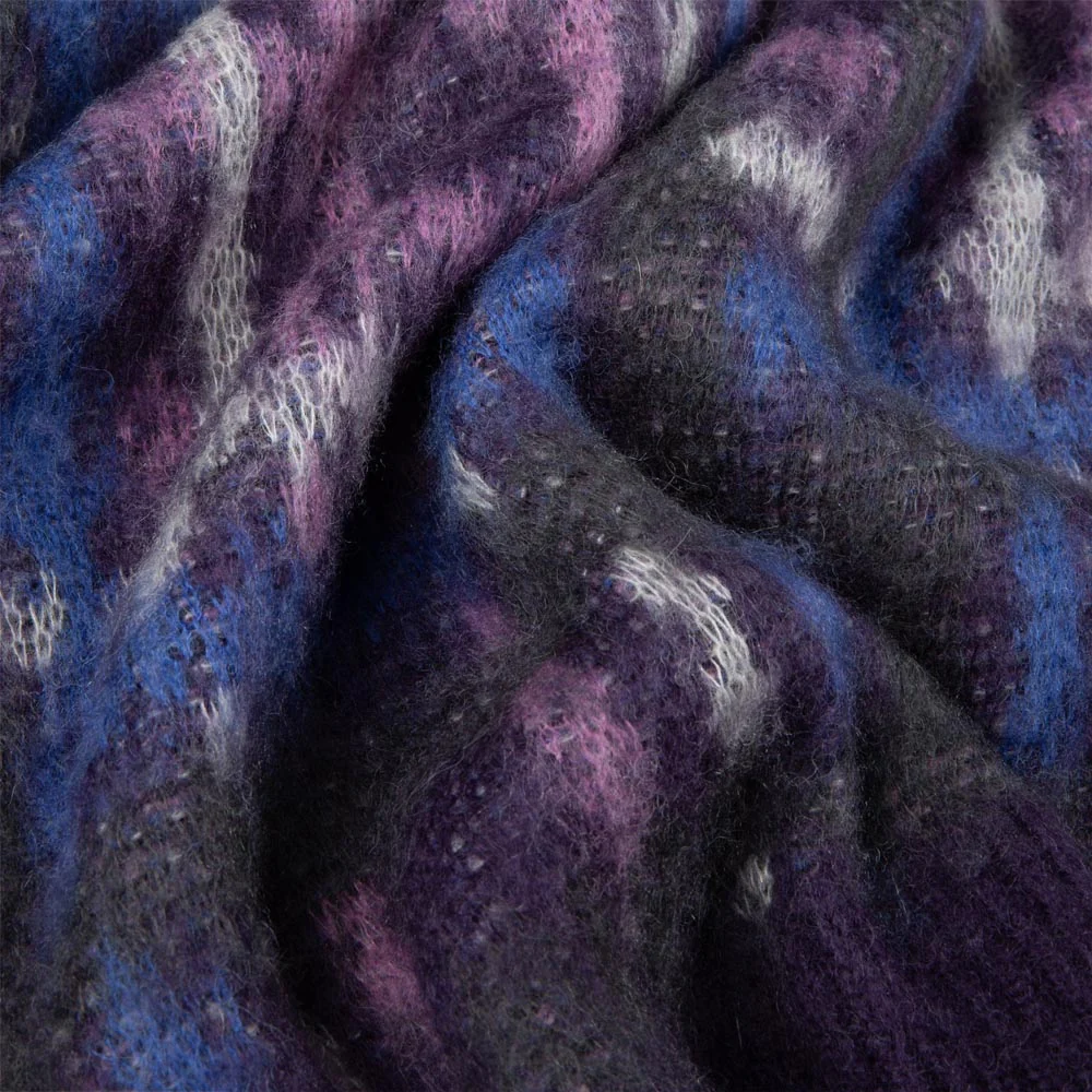 Dime MTL - Plaid Mohair Knit Sweater - Purple - Image 2