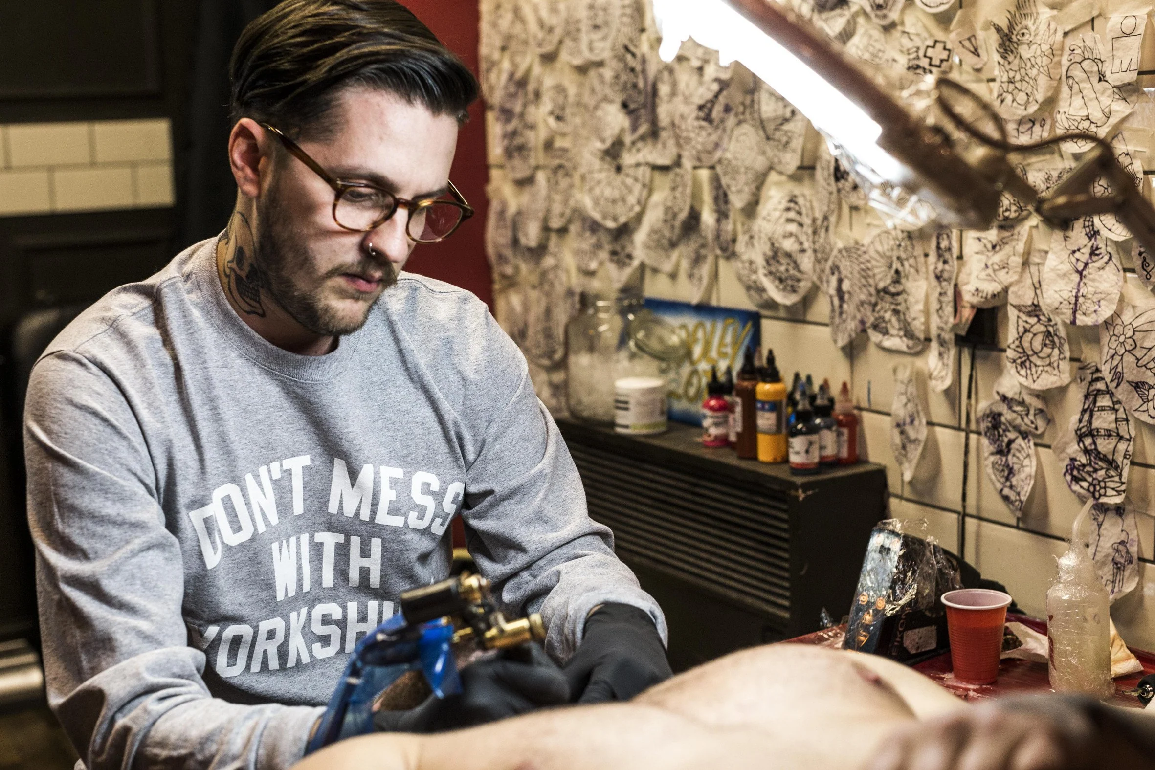 Don't Mess With Yorkshire - Classic Longsleeve T-Shirt - Heather Grey / White - Image 3