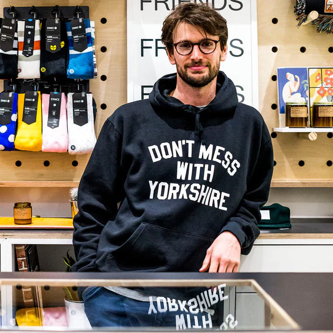 Don't Mess With Yorkshire - Classic Pullover Hooded Sweatshirt - Black / White - Image 5