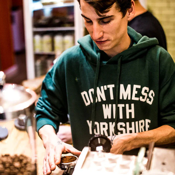 Don't Mess With Yorkshire - Classic Pullover Hooded Sweatshirt - Bottle Green / White - Image 2
