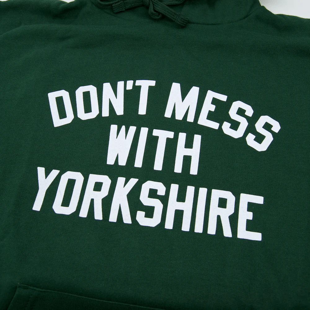 Don't Mess With Yorkshire - Classic Pullover Hooded Sweatshirt - Bottle Green / White - Image 5