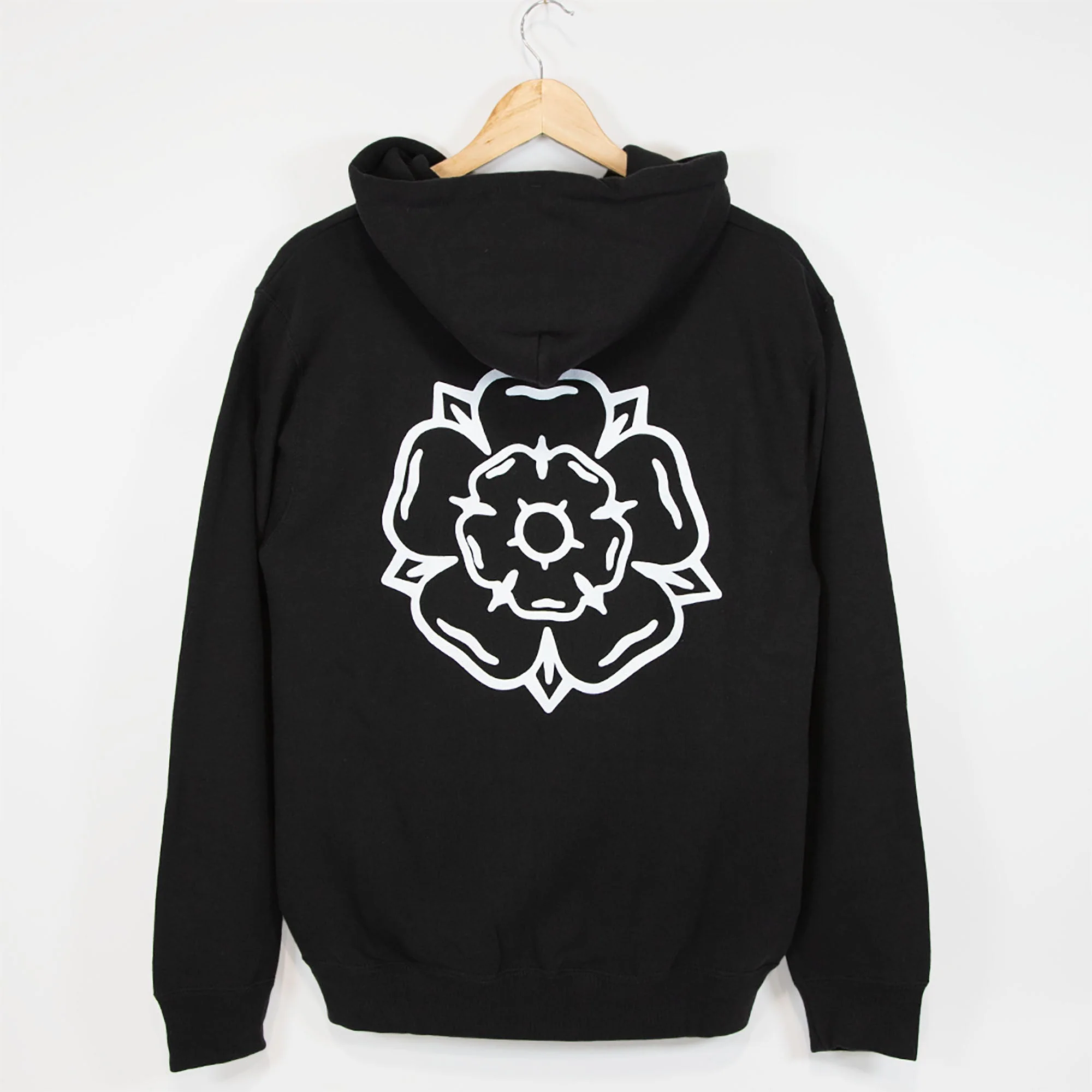 Don't Mess With Yorkshire - Rose Hooded Sweatshirt - Black / White