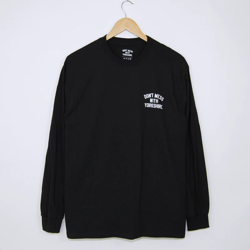 Don't Mess With Yorkshire - Rose Longsleeve T-Shirt - Black / White - Image 2