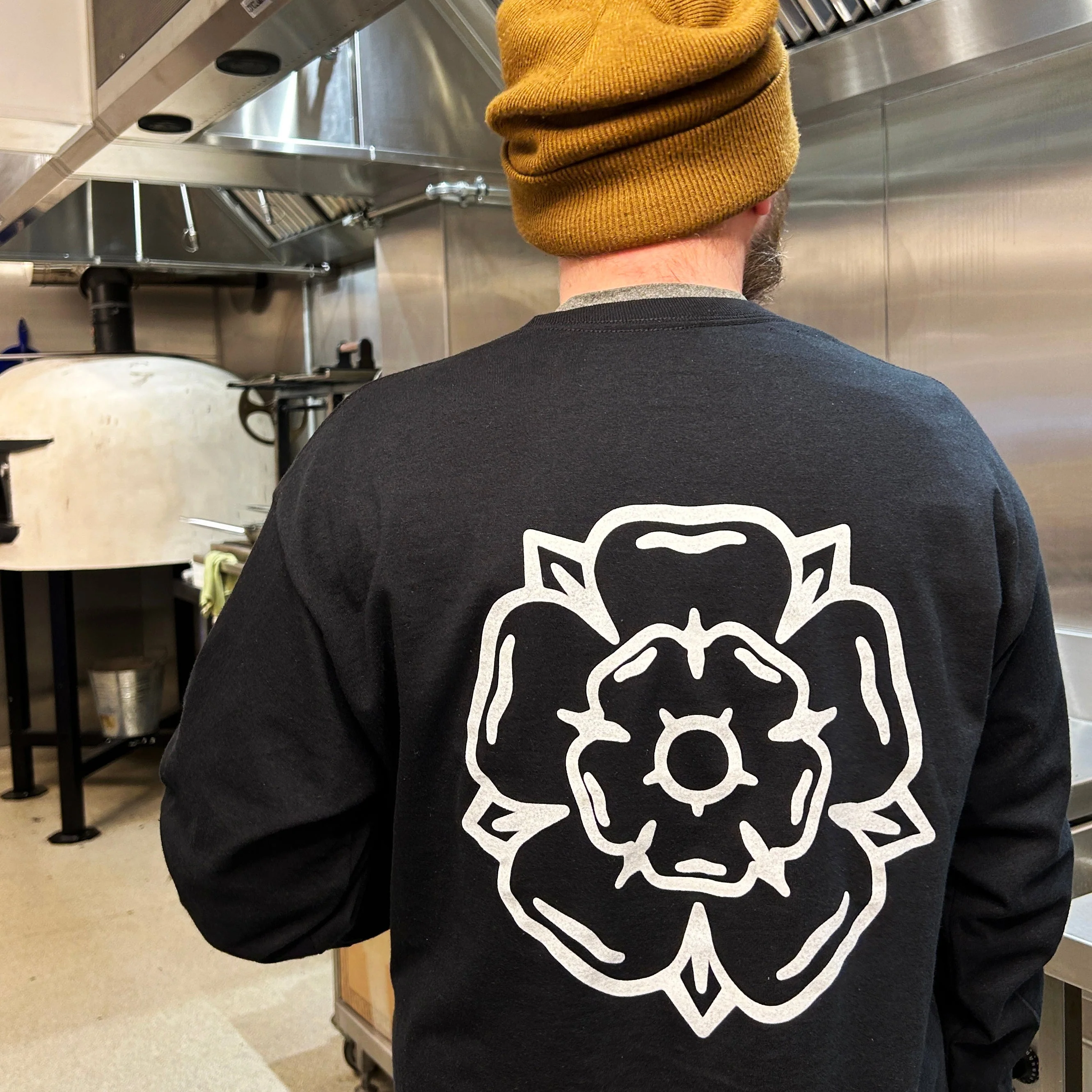 Don't Mess With Yorkshire - Rose Longsleeve T-Shirt - Black / White - Image 3