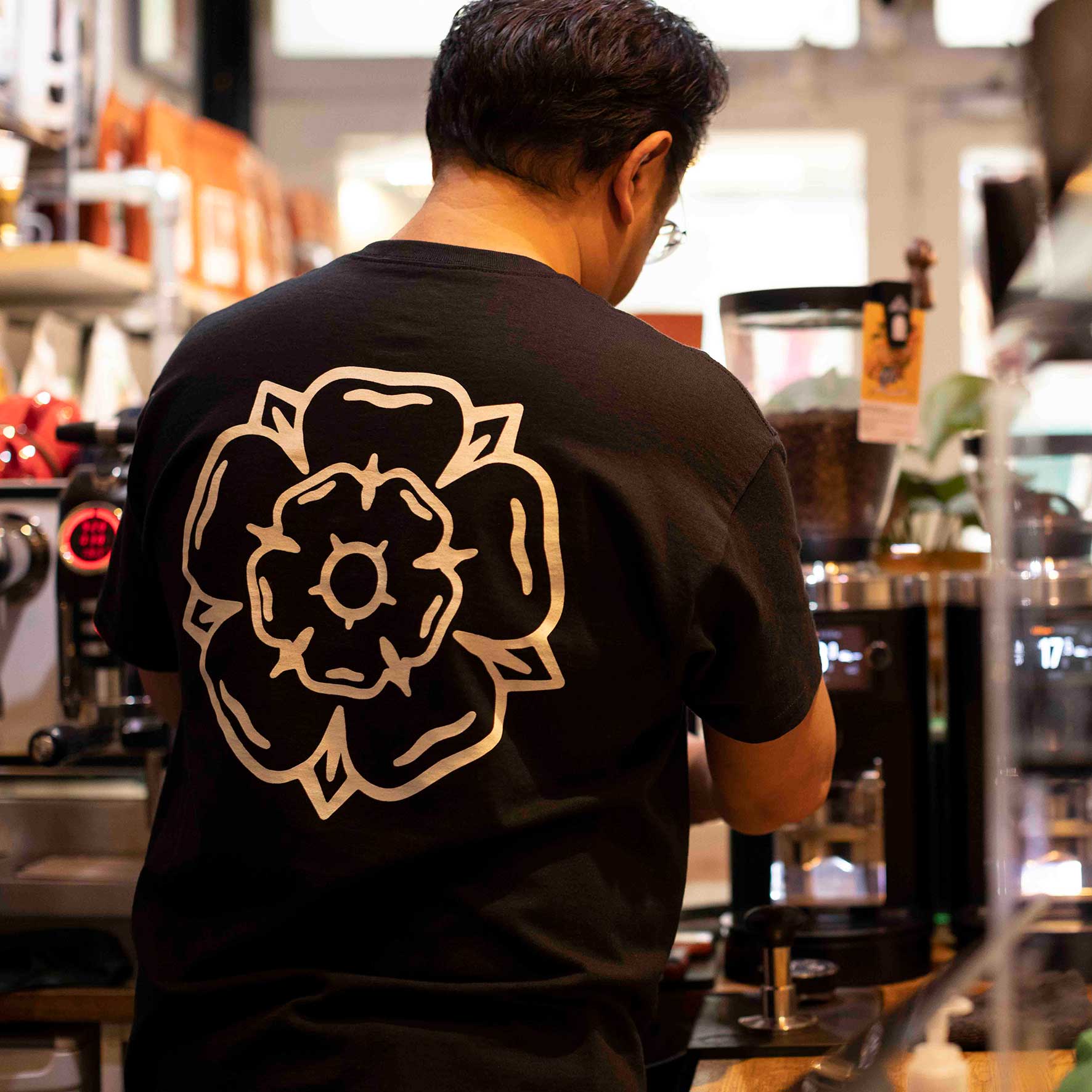Don't Mess With Yorkshire - Rose T-Shirt - Black / White - Image 4