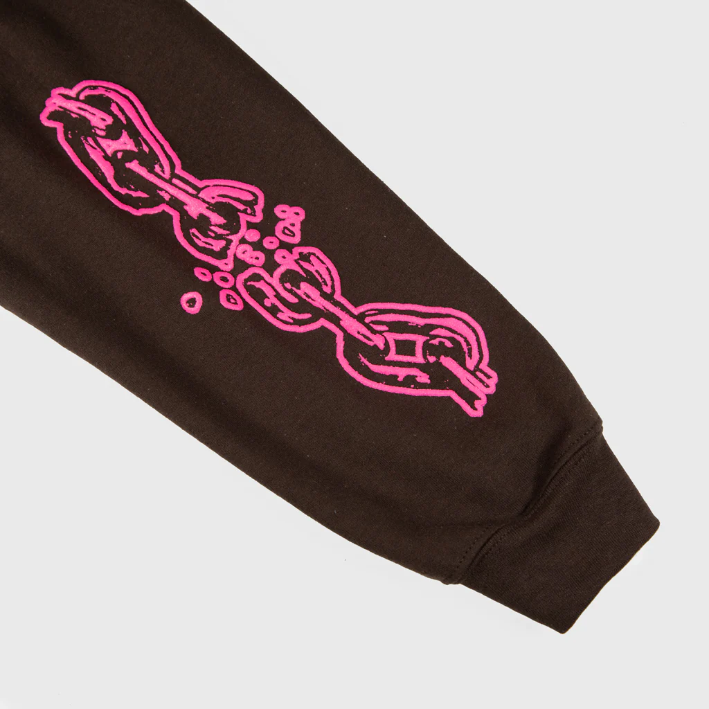 Dungeon - Lights Out Crewneck Sweatshirt - Brown / Neon Pink - Image 3