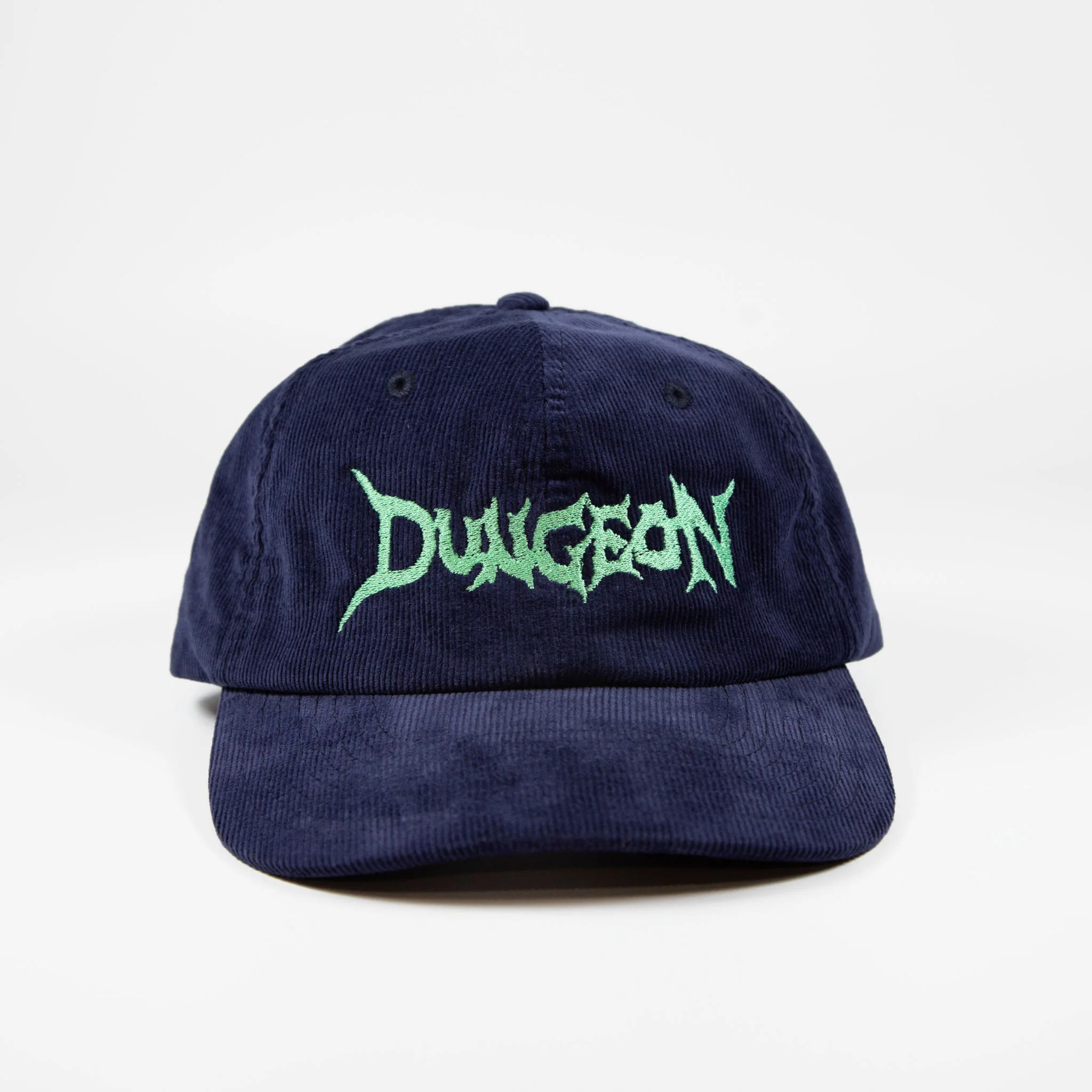 Dungeon - Logo Corduroy Cap - Navy / Electric Green - Image 2