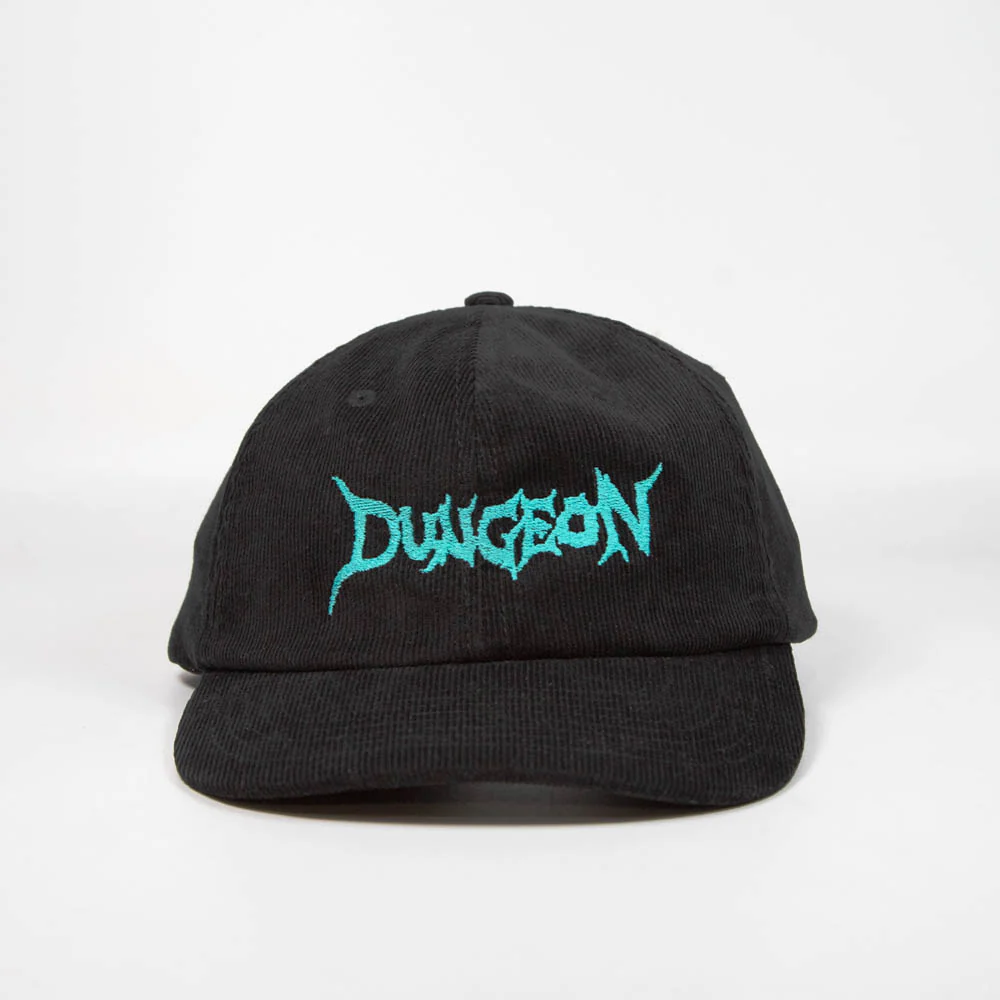Dungeon - Logo Corduroy Cap - Black / Aqua - Image 2