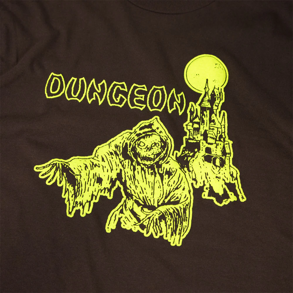 Dungeon - Tower Longsleeve T-Shirt - Chocolate Brown / Neon Yellow - Image 3