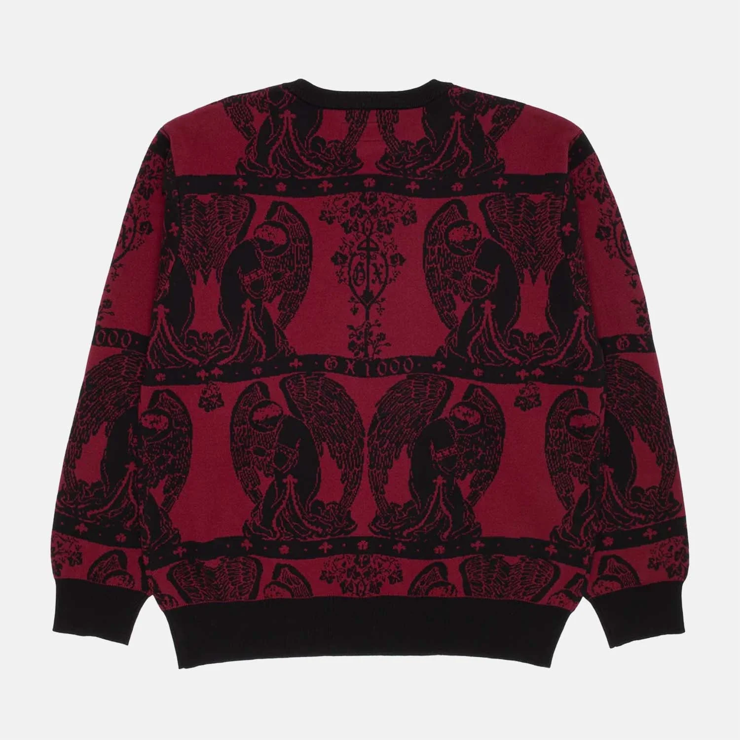 GX1000 - Angel Jacquard Knitted Jumper - Maroon / Black - Image 4