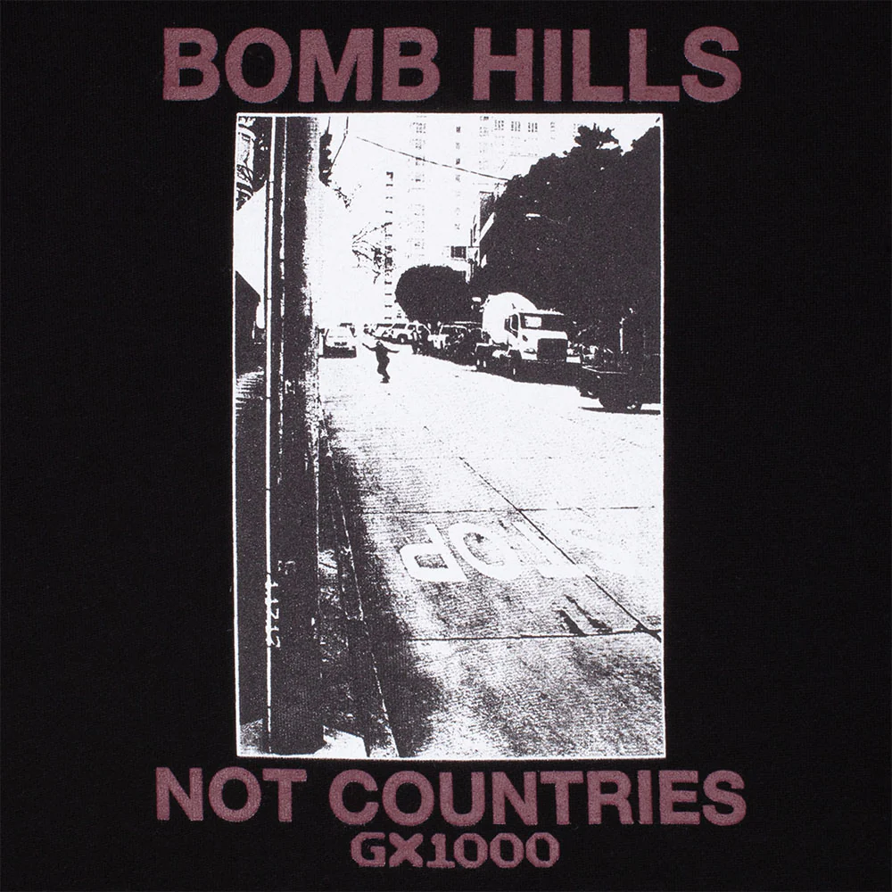 GX1000 - Bomb Hills Not Countries Pullover Hooded Sweatshirt - Black / Burgundy - Image 2