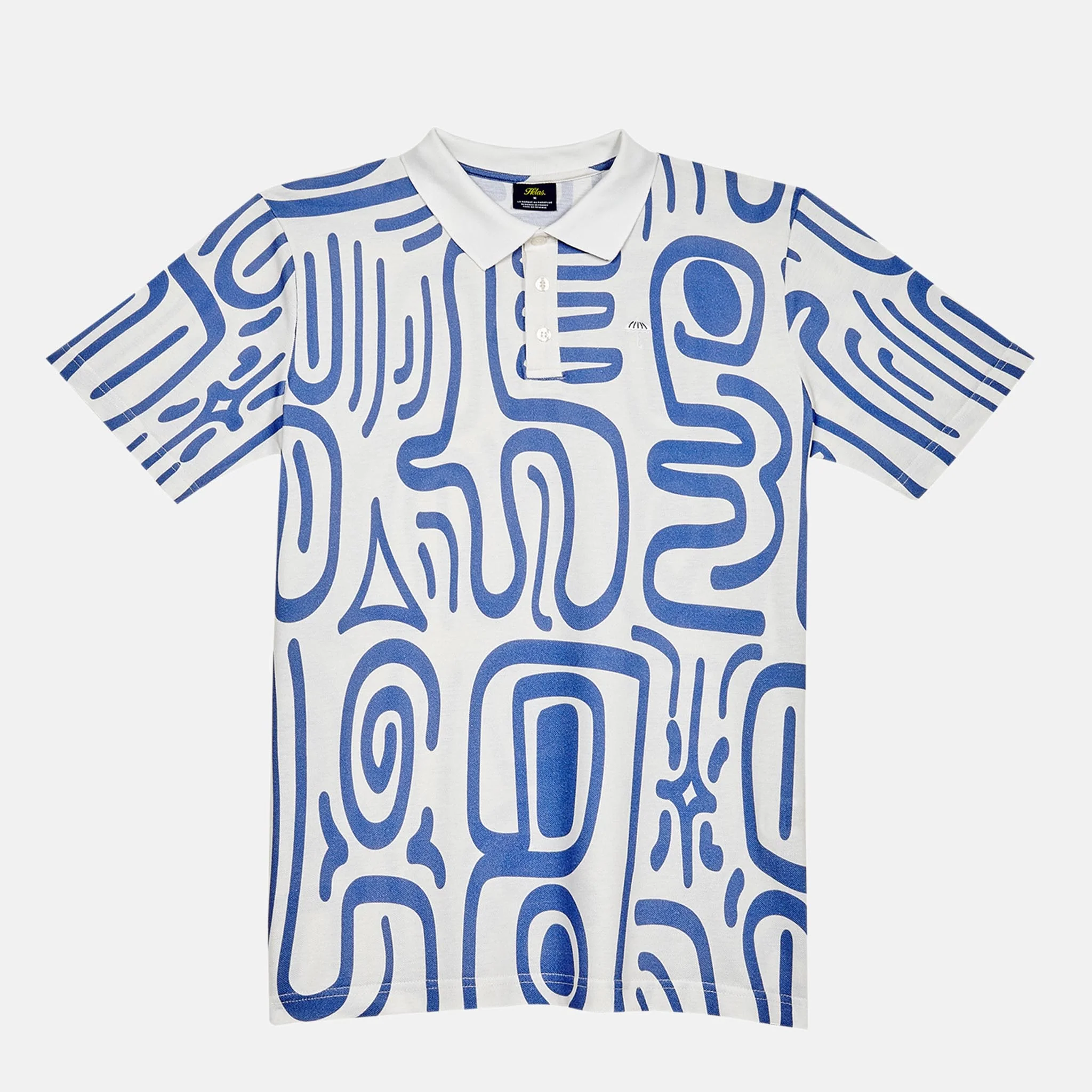 Helas - Abstract Pique Polo Shirt - White / Blue