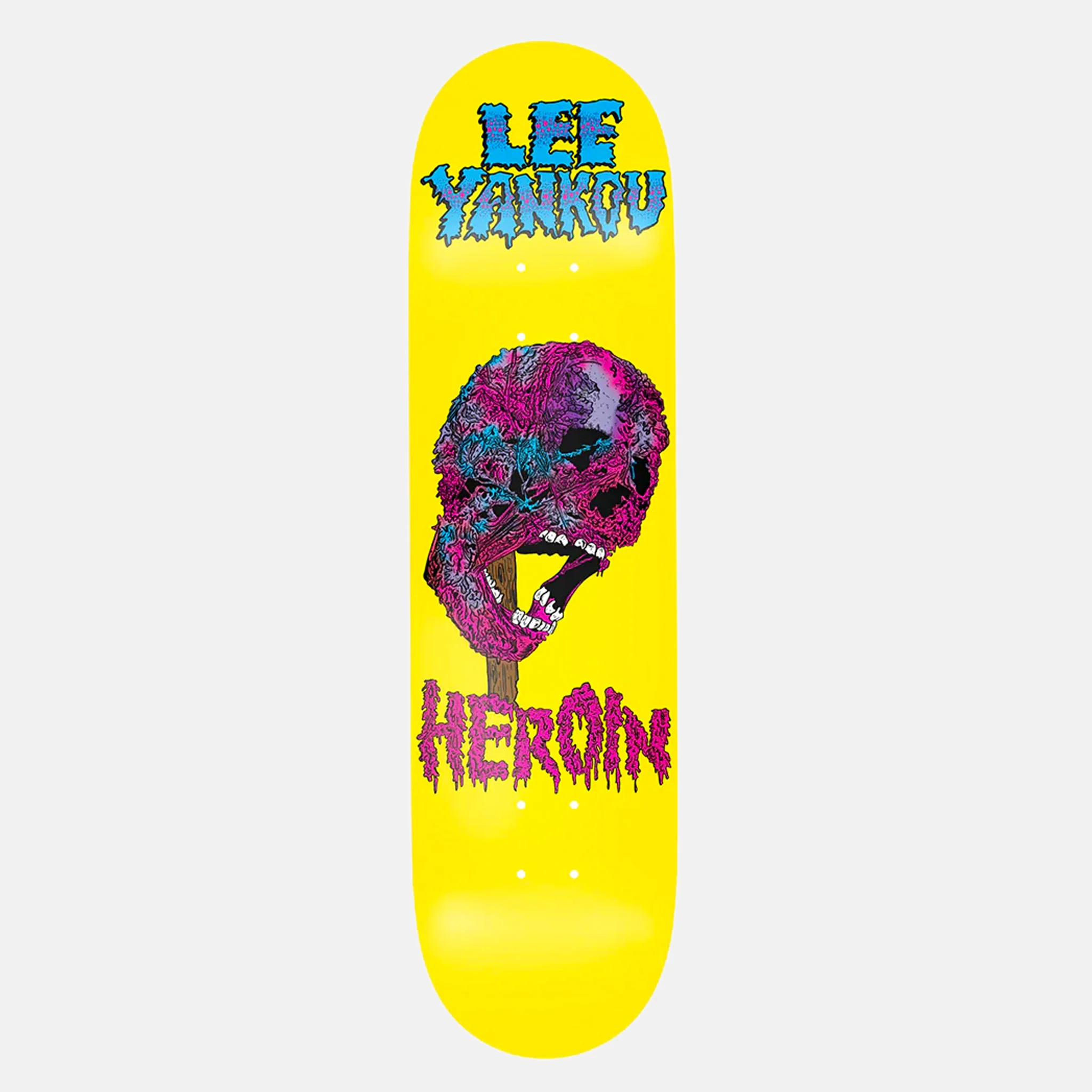 Heroin Skateboards - 8.25" Lee Yankou Face Melter Dipped Skateboard Deck (Yellow)