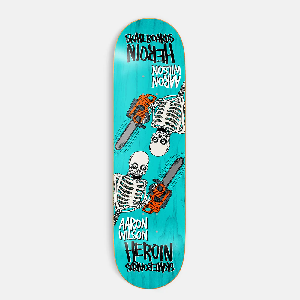 Heroin Skateboards - 8.5" Aaron Wilson Chainsaw Skeletons Skateboard Deck