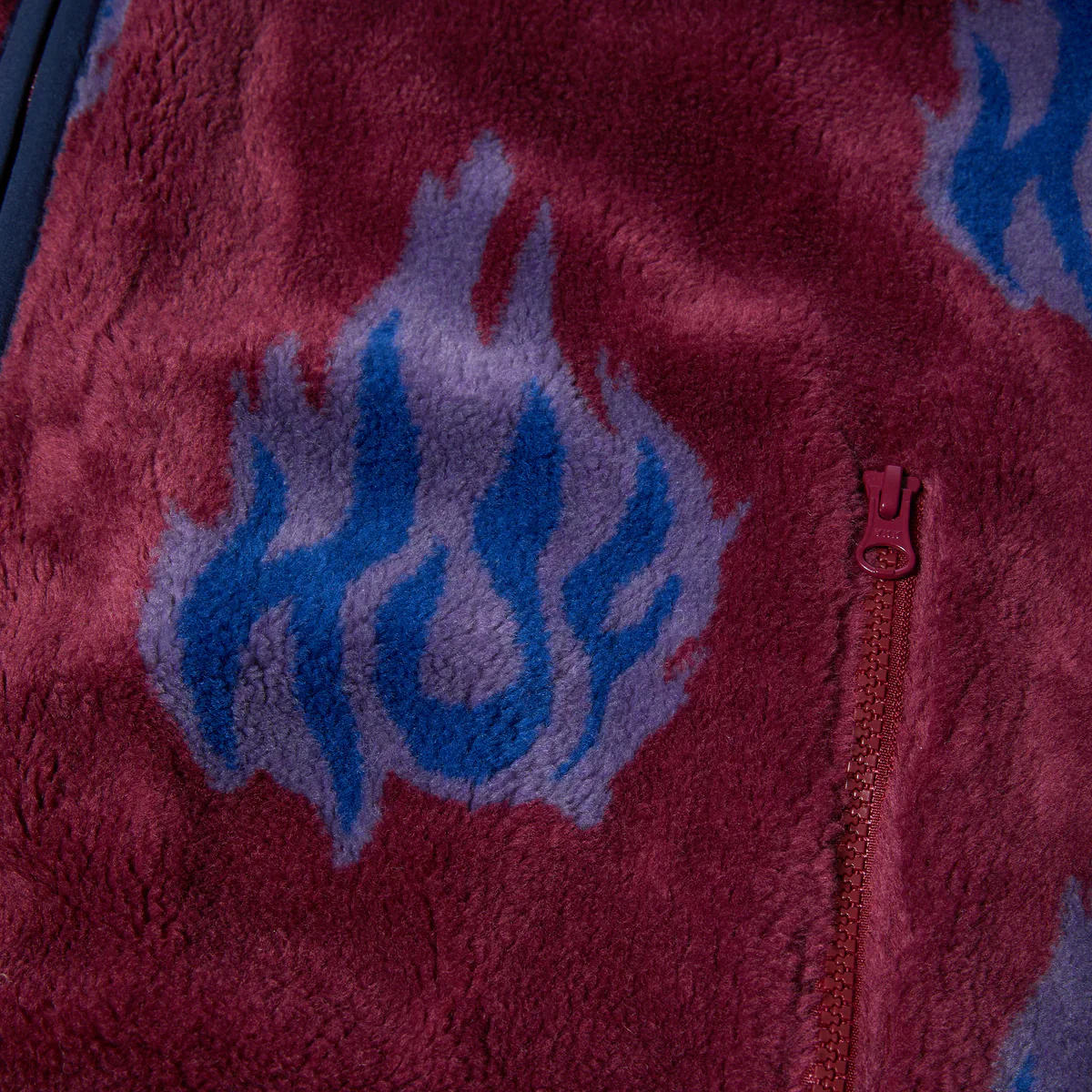 Huf - Flamin' Zip Sherpa Fleece Jacket - Berry - Image 3