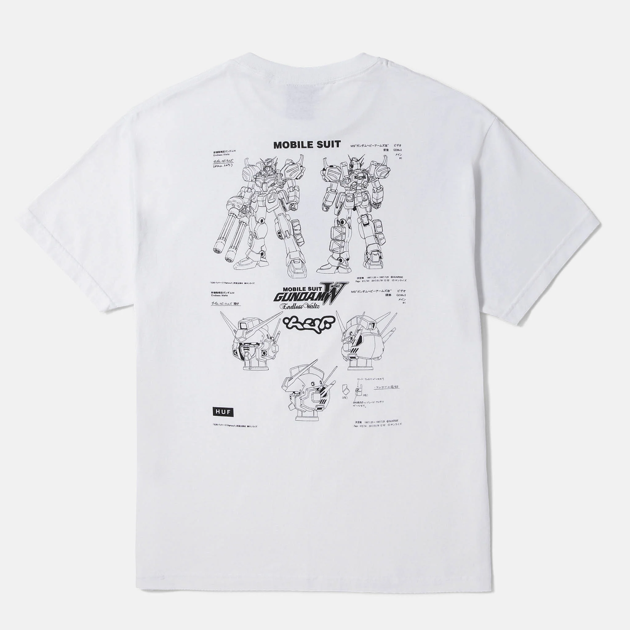 Huf - Gundam Wing Heavy Arms Schematics T-Shirt - White